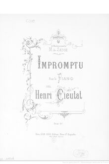 Partition complète, Impromptu pour piano, D major, Cieutat, Henri