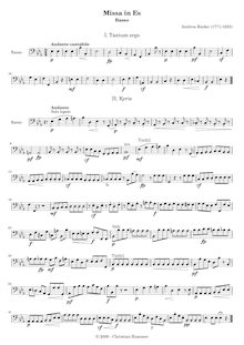 Partition violoncelles / Basses, Mass en E-flat major, Rieder, Ambros