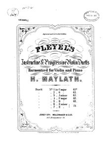 Partition de violon et Title Page, 6 Duos, Pleyel, Ignaz