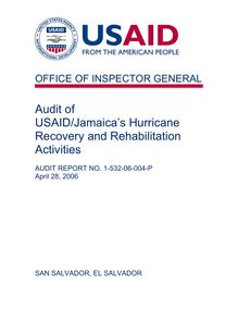 Audit of USAID Jamaica’s Hurricane Recovery and Rehabilitation  Activities