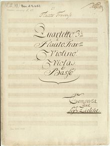 Partition quatuor No.3 en E (No.4), 6 quatuors pour flûte et cordes