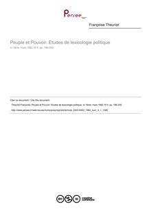 Peuple et Pouvoir. Etudes de lexicologie politique  ; n°1 ; vol.4, pg 196-200