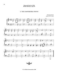 Partition , pour empororse Pavyn, 10 pièces pour pour Virginals ou orgue from pour anglais Renaissance