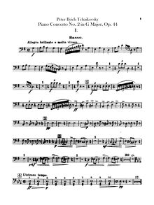 Partition Basses, Piano Concerto No.2, Op.44, G major, Tchaikovsky, Pyotr