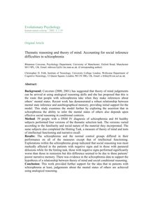 Thematic reasoning and theory of mind. Accounting for social inference difficulties in schizophrenia