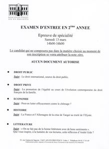 Epreuve de spécialité 2004 IEP Aix - Sciences Po Aix