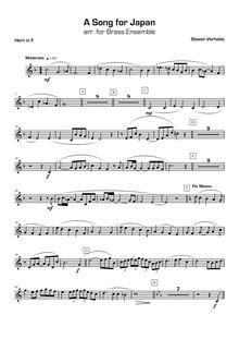 Partition cor en F, A Song pour Japan, Verhelst, Steven