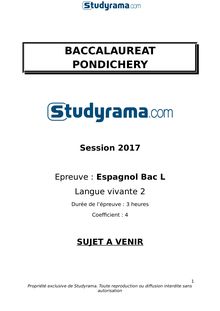 Sujet Bac L 2017 Pondichéry  - Espagnol LV2