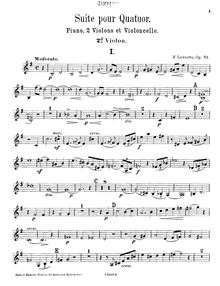 Partition violon 2 , partie,  pour Piano quatuor, Op.51, Suite pour quatuor (piano, 2 violons et violoncelle), op. 51, par F. Luzzatto.