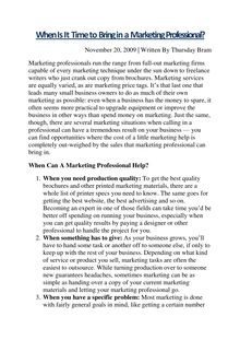 When Is It Time to Bring in a Marketing Professional?