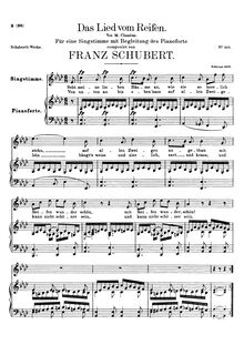 Partition voix + partition de piano, Das Lied vom Reifen, D.532