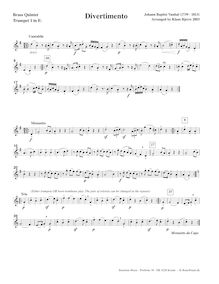 Partition trompette 1 en E♭ (alternate), Divertimento, Vanhal, Johann Baptist