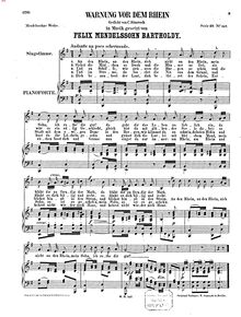 Partition complète, Song, Warnung vor dem Rhein, WoO 16, Mendelssohn, Felix par Felix Mendelssohn