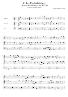 Partition , Les Contrefaiseurs, Trios de la Chambre du Roi, Lully, Jean-Baptiste