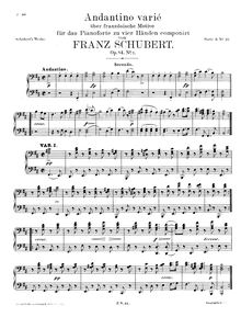 Partition , Andantino varié, Divertissement, D.823, Schubert, Franz