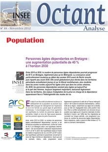 Personnes âgées dépendantes en Bretagne : une augmentation potentielle de 40 % à l’horizon 2030 (Octant Analyse n° 35)