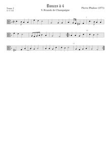 Partition ténor viole de gambe 2, alto clef, 9 Dances à 4, Phalèse, Pierre par Pierre Phalèse