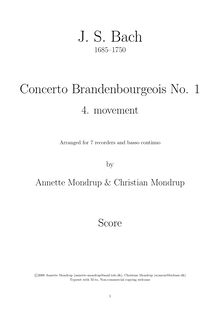 Partition complète, Brandenburg Concerto No.1, F major, Bach, Johann Sebastian