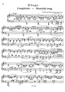 Partition Book I: No.2 - Klage, Piano pièces, Op.194, Wilm, Nicolai von