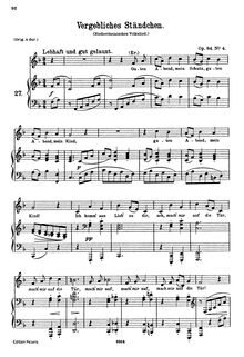 Partition No.4, 5 Romances et chansons, 5 Romanzen und Gesänge, Brahms, Johannes