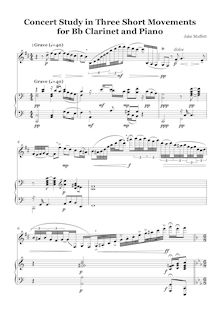 Partition de piano, Concert Study en Three Short mouvements pour clarinette et Piano