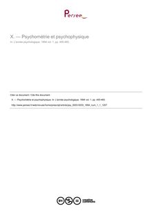 — Psychométrie et psychophysique - compte-rendu ; n°1 ; vol.1, pg 455-465