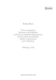 Partition complète, Newe ausserlesene Paduanen und Galliarden, Brade, William