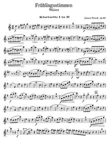 Partition clarinettes 1, 2, voix of Spring, Strauss Jr., Johann