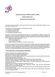 Programme du CAPES externe de langue corse 2014
