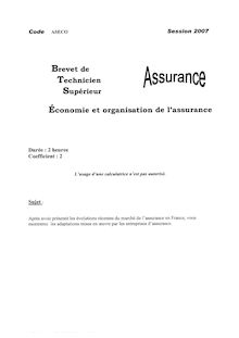 Economie et organisation de l assurance 2007 BTS Assurance