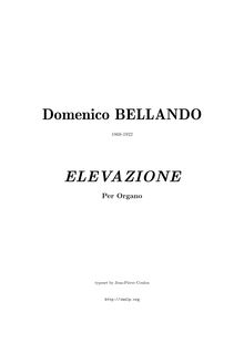 Partition complète, Elevazione per Organo, A♭ major, Bellando, Domenico
