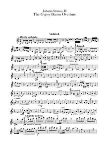 Partition violons I, II, Der Zigeunerbaron, The Gypsy Baron, Strauss Jr., Johann