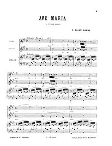 Partition complète, Ave Maria en A (1860), A, Saint-Saëns, Camille