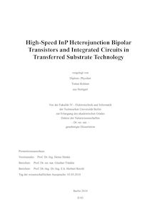 High-speed InP heterojunction bipolar transistors and integrated circuits in transferred substrate technology [Elektronische Ressource] / vorgelegt von Tomas Kraemer