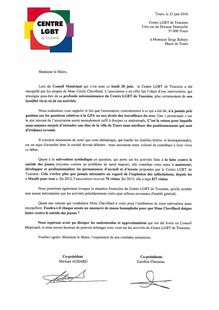 Lettre de la LGBT Touraine adressée à Serge Babary (23/06/2016)