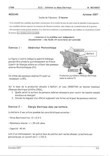 UTBM 2007 el21 initiation au genie electrique tronc commun semestre 1 partiel