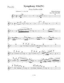 Partition Piccolo, Symphony No.16, Rondeau, Michel par Michel Rondeau