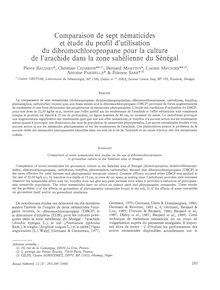 Comparaison de sept nématicides et étude du profil d utilisation du  dibromochropropane pour la culture