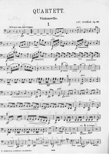 Partition violoncelle, corde quatuor No.12, Op.96, American, F major