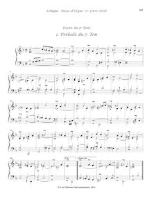 Partition , Prélude du , Ton, Livre d orgue No.1, Premier Livre d Orgue par Nicolas Lebègue