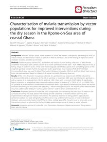 Characterization of malaria transmission by vector populations for improved interventions during the dry season in the Kpone-on-Sea area of coastal Ghana