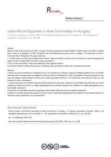 Urban/Rural Disparities in Male Surmortality in Hungary  - article ; n°3 ; vol.8, pg 493-499