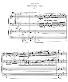 Partition complète, Prelude et Fugue, Op.81, Beach, Amy Marcy