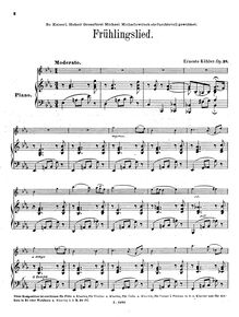 Partition de piano et flûte , partie, Frühlingslied, Köhler, Ernesto