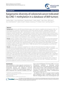 Epigenomic diversity of colorectal cancer indicated by LINE-1 methylation in a database of 869 tumors