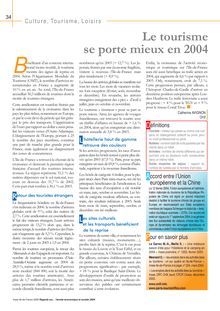 L année économique et sociale 2004 - Culture, tourisme, loisirs