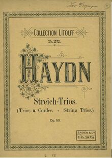 Partition violoncelle, 3 corde Trios, Op.53, G dur, Haydn, Joseph par Joseph Haydn
