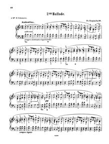 Partition complète (600dpi), Ballade No.2, F major, Chopin, Frédéric