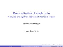 Renormalization of rough paths A physical and algebraic approach of stochastic calculus