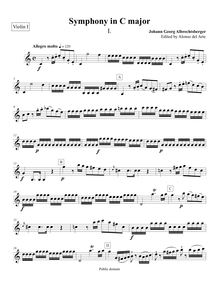 Partition violons I, Symphony No.4, C major, Albrechtsberger, Johann Georg